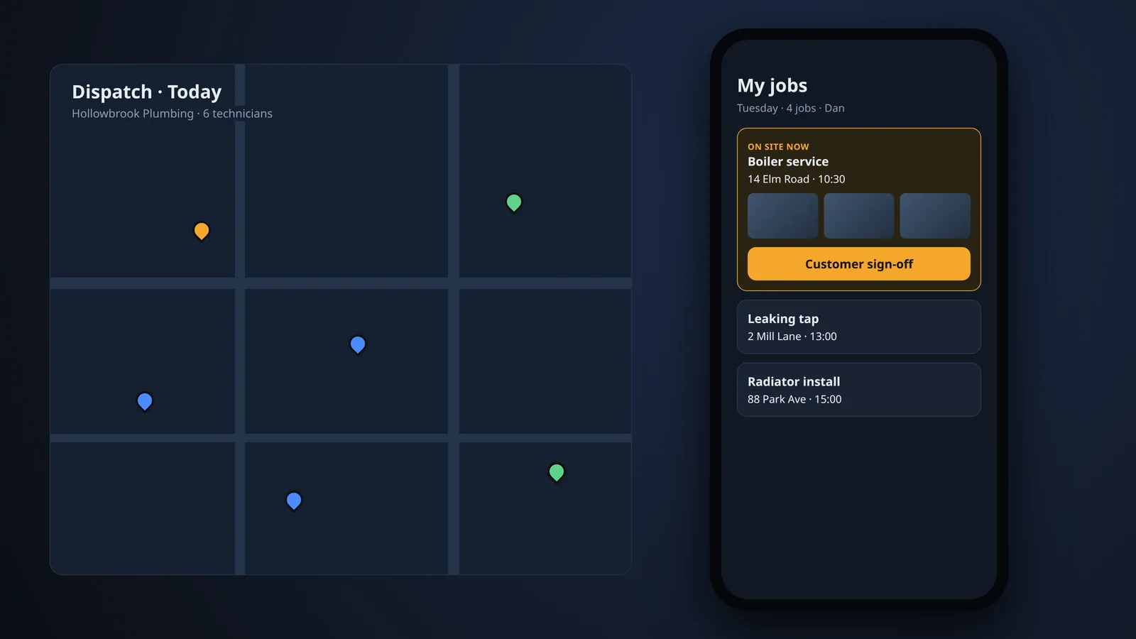 A field service app - example screen