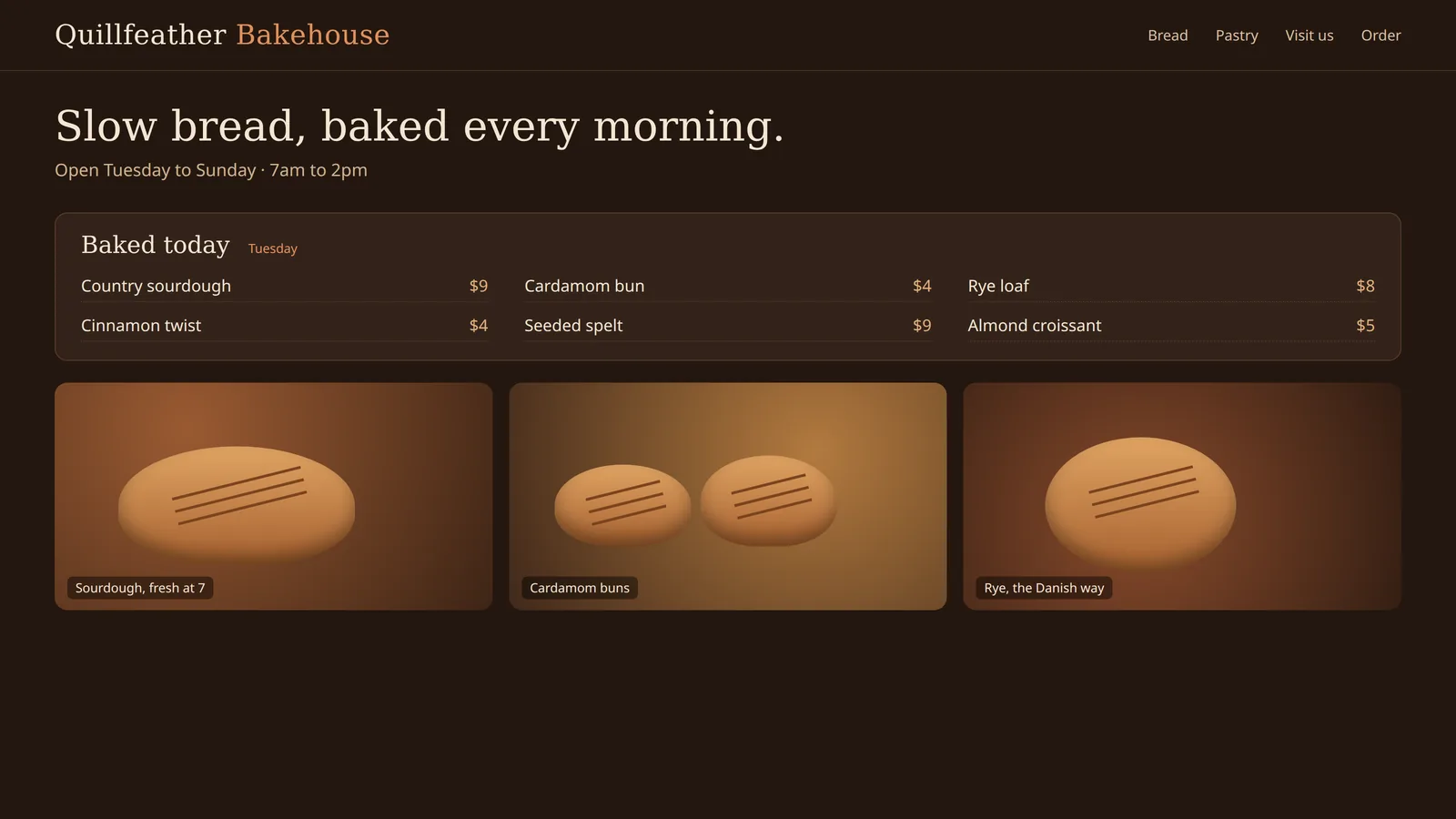 A business website - example screen